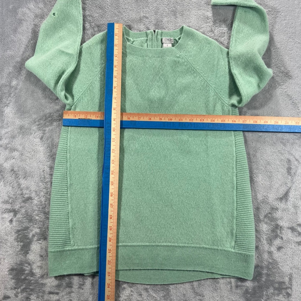 HALOGEN 100 Cashmere Sweater Womens Small Green Fair Back Zip Pullover Cozy - Picture 10 of 16